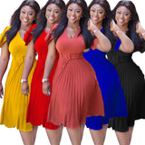 Summer V Neck Short Sleeve Plus Size Long Dresses Women